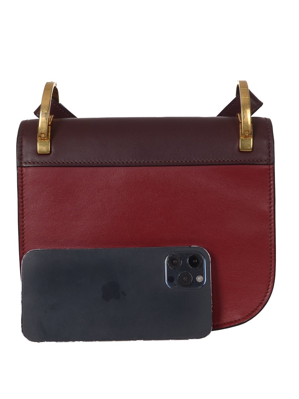 ♥️Prada Small Pionniere Two-Tone Burgundy and Dark Wine Leather Handbag ♥️ - Picture 5 of 16
